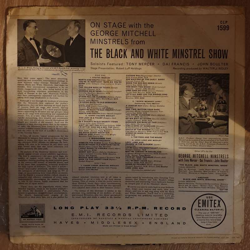 The George Mitchell Minstrels  On Stage With The George Mitchell Minstrels   Vinyl LP Re...