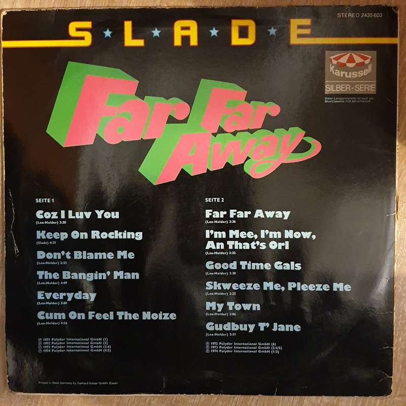 Slade  Far Far Away- Vinyl LP Record - Opened  - Very-Good- Quality (VG-)