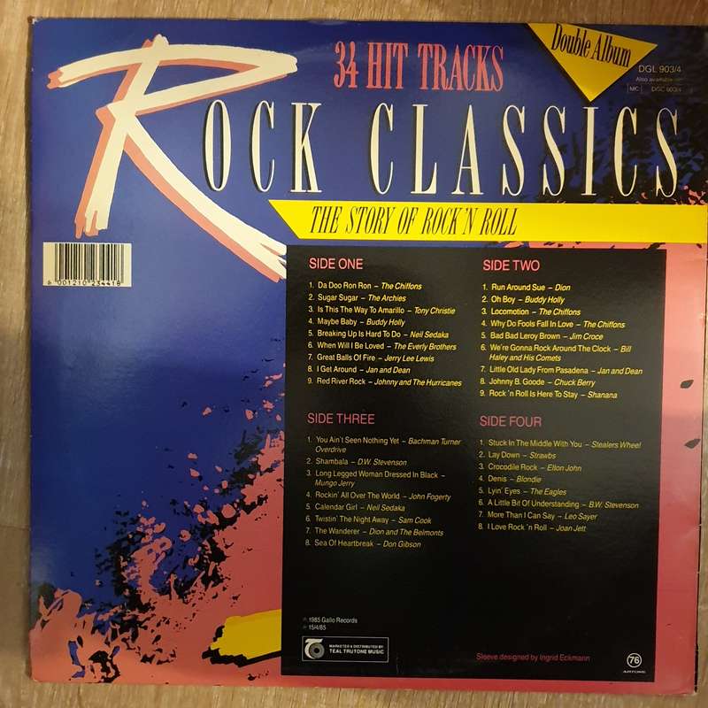 Rock Classics - 34 Original Hits - Double Vinyl Record  - Very-Good Quality (VG)