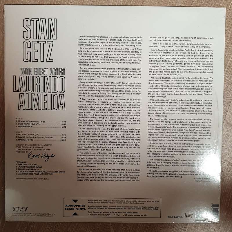 Stan Getz With Laurindo Almeida  Stan Getz With Guest Artist Laurindo Almeida - Limited Num...
