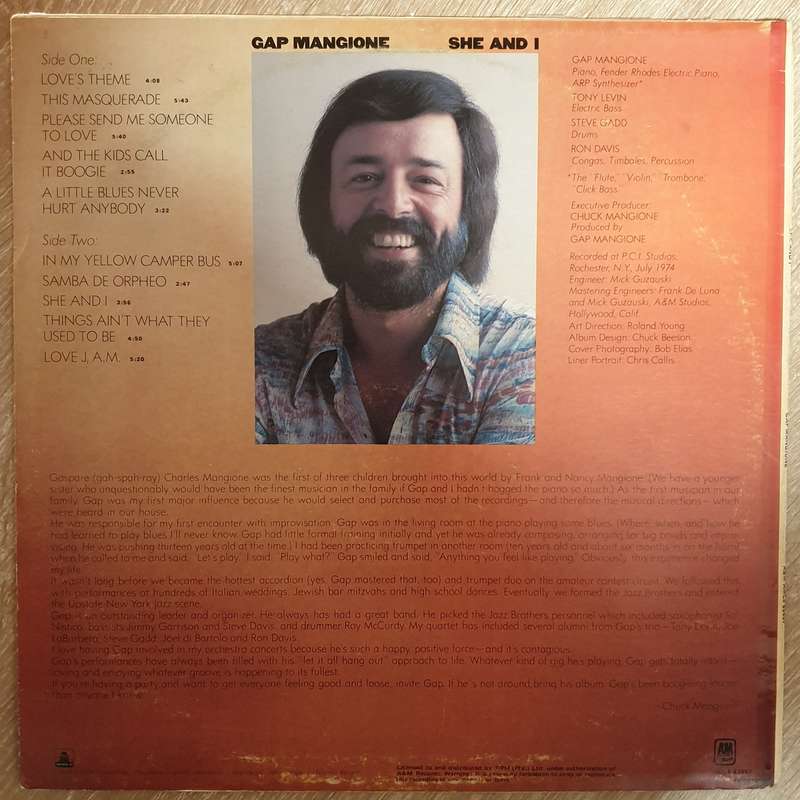 Gap Mangione  She And I - Vinyl LP  Record - Opened  - Very-Good+ Quality (VG+)