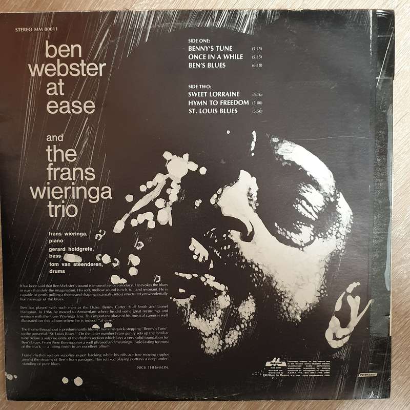 Ben Webster And The Frans Wieringa Trio  Ben Webster At Ease - Vinyl LP Record - Very Good+...