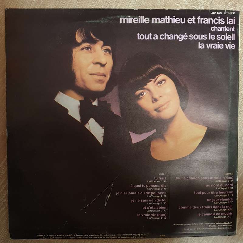 Mireille Mathieu  Chante Francis Lai - Vinyl LP  Record - Opened  - Very-Good+ Quality (VG+)