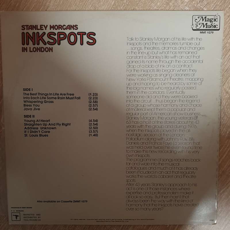 The Ink Spots  Stanley Morgan's Ink Spots In London - Vinyl LP Record - Very-Good+ Qu...