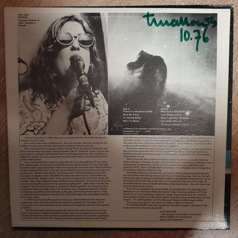 Mama Cass  Dream A Little Dream -  Vinyl LP Record - Opened  - Very-Good Quality (VG)