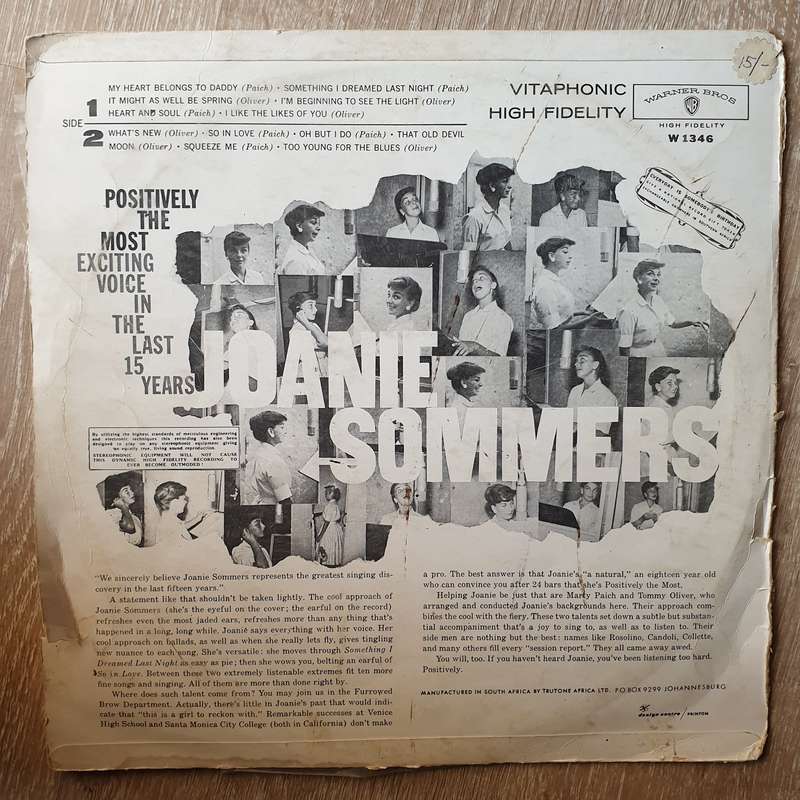 Joanie Sommers - Positively The Most - Vinyl LP Record - Opened  - Good Quality (G)