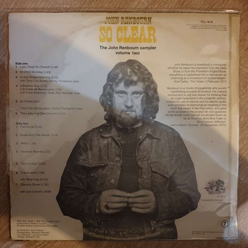 John Renbourn  So Clear (The John Renbourn Sampler Volume Two) - Vinyl LP Record - Very-Goo...
