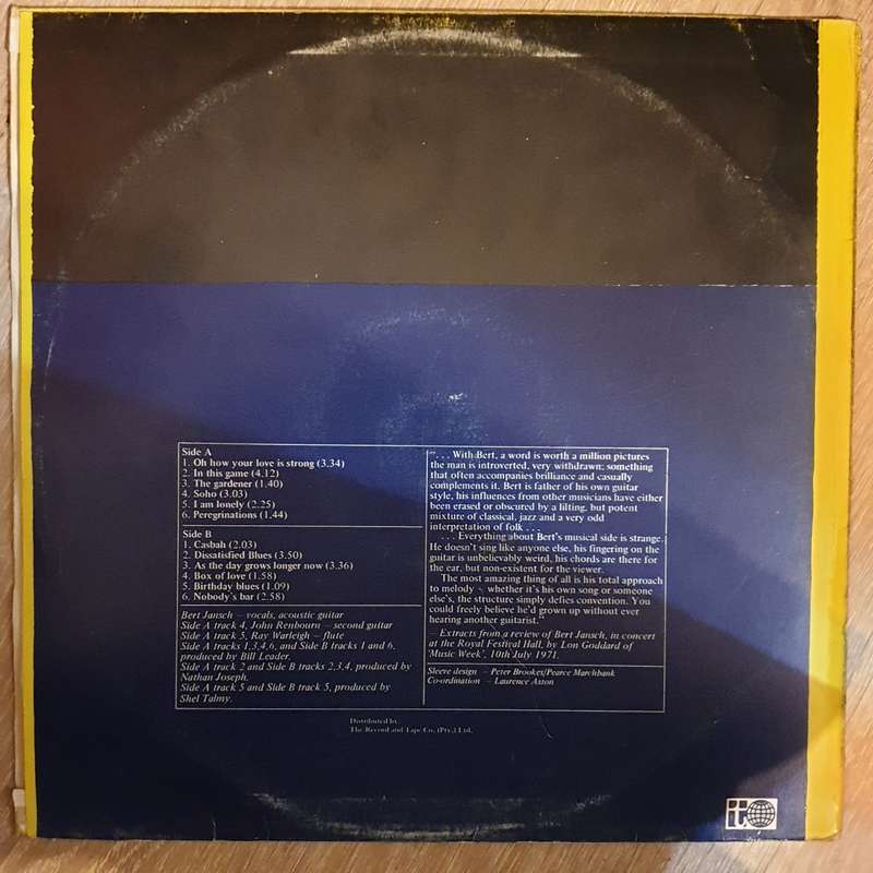 Bert Jansch  Box Of Love - Vinyl LP Record - Very-Good+ Quality (VG+)