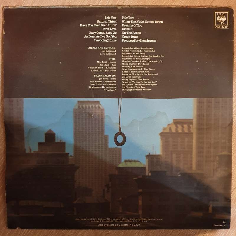 The Sutherland Brothers  When The Night Comes Down - Vinyl LP Record - Very-Good+ Quality (...