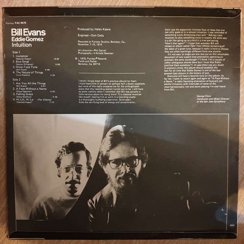 Bill Evans, Eddie Gomez  Intuition - Vinyl LP Record - Very-Good+ Quality (VG+)