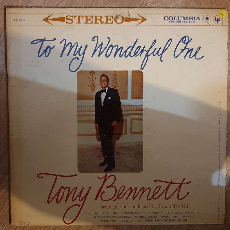 Tony Bennett  To My Wonderful One -  Vinyl LP Record - Very-Good+ Quality (VG+)