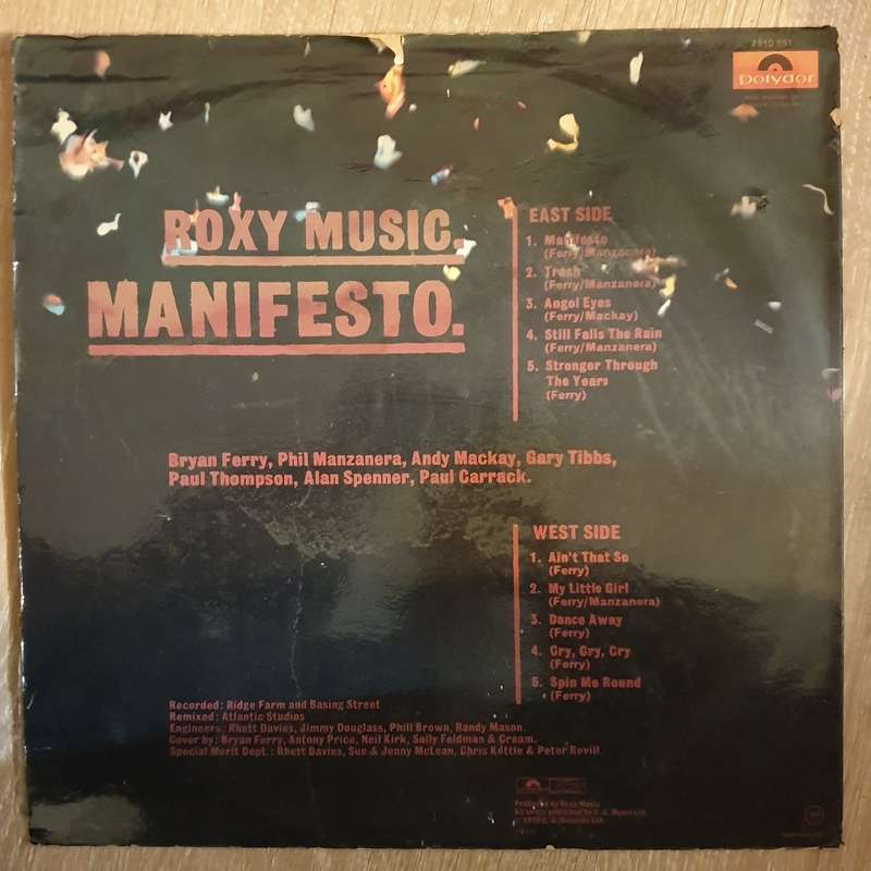 Roxy Music - Manifesto - Vinyl LP - Opened  - Very-Good+ Quality (VG+)