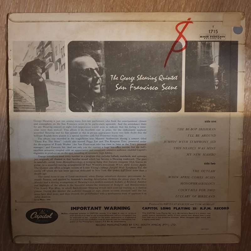 The George Shearing Quintet  San Francisco Scene -  Vinyl LP Record - Very-Good+ Quality (VG+)