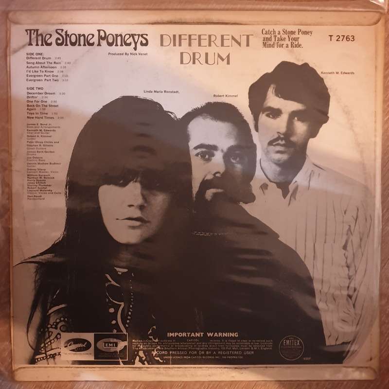 The Stone Poneys  Different Drum - Vinyl LP Record - Very-Good+ Quality (VG+)
