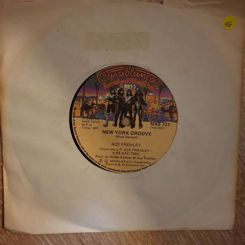 Ace Frehley  New York Groove - 7" Vinyl Record - Opened  - Very-Good Quality (VG)