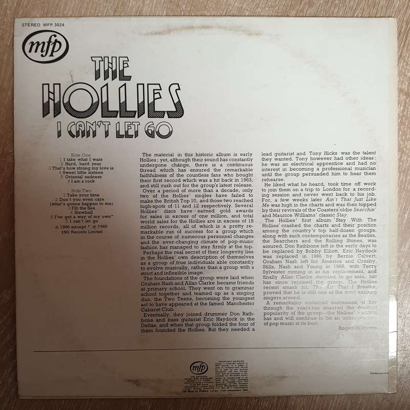 The Hollies - I Can't Let Go - Vinyl LP Record - Very-Good+ Quality (VG+)