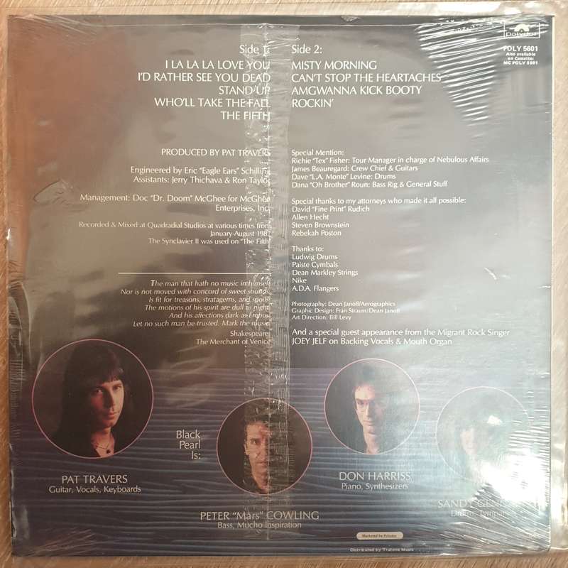 Pat Travers  Black Pearl - Vinyl LP Record - Sealed