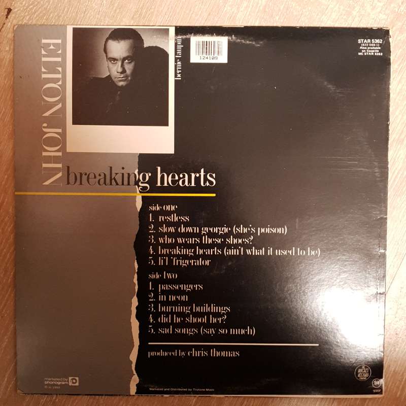 Elton John  Breaking Hearts - Vinyl LP - Opened  - Very-Good+ Quality (VG+)