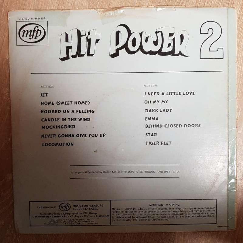 Hit Power 2  - Vinyl LP Record - Opened  - Very-Good- Quality (VG-)