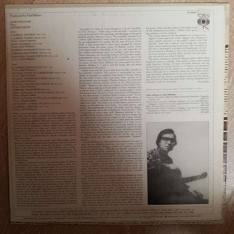 John Williams  John Williams Plays Spanish Music -  Vinyl LP Record - Opened  - Very-Good Q...
