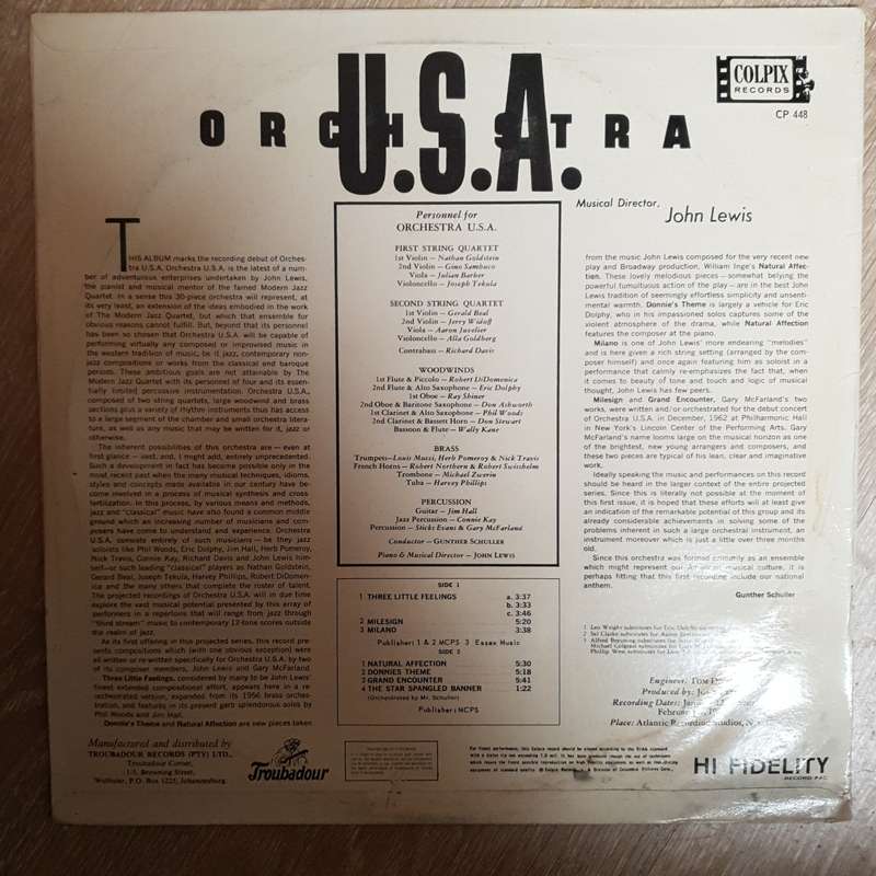 Orchestra U.S.A. - John Lewis -  Orchestra U.S.A. - Vinyl Record - Very-Good+ Quality (VG+)