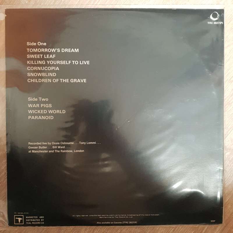 Black Sabbath  Live At Last... - Vinyl Record - Very-Good+ Quality (VG+)