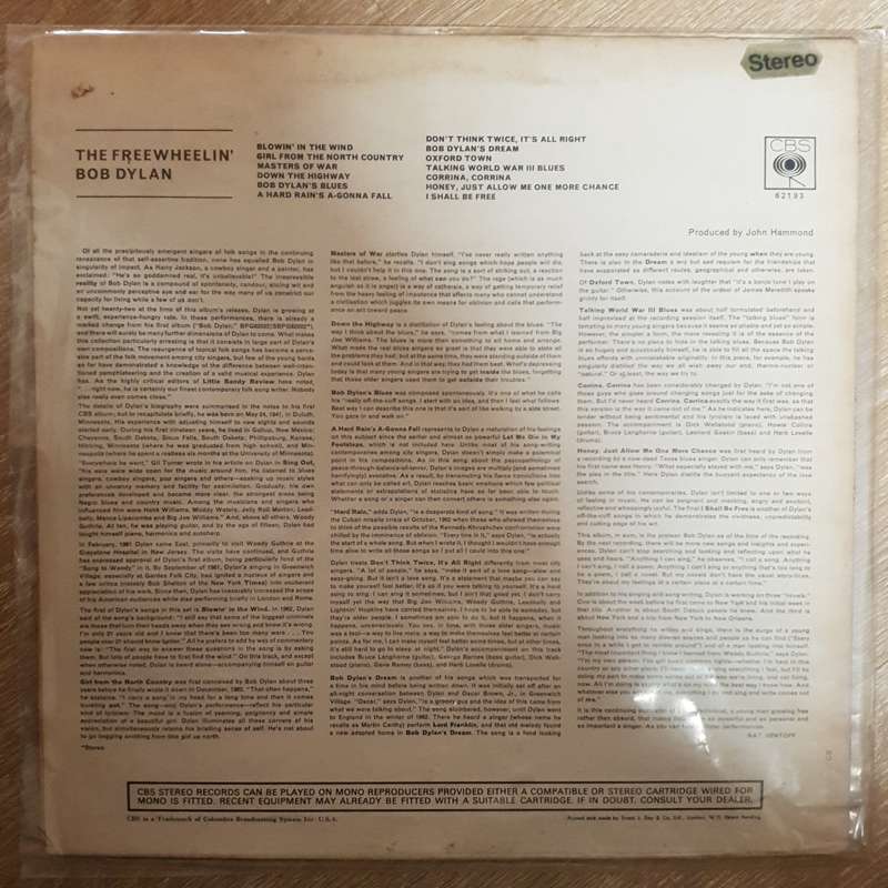 Bob Dylan  The Freewheelin' Bob Dylan - Vinyl LP Record  (VG+)