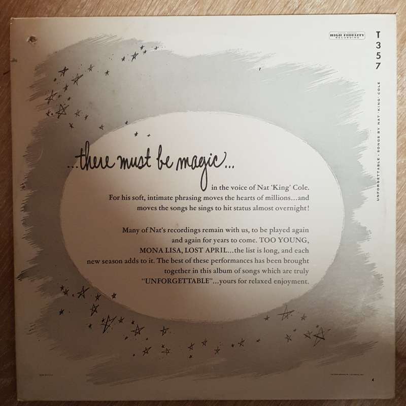 Nat King Cole  Unforgettable - Vinyl LP Record - Very-Good+ Quality (VG+)