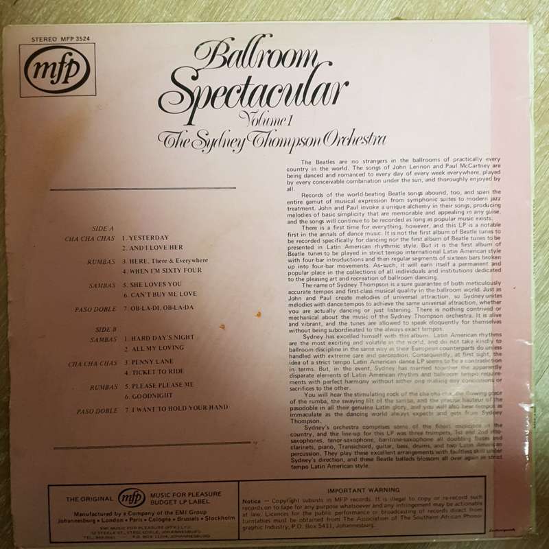 Sydney Thompson Orchesta - Ballroom Spectacular  Vol 1 - Vinyl LP Record - Opened  - Very-Good+ Q...