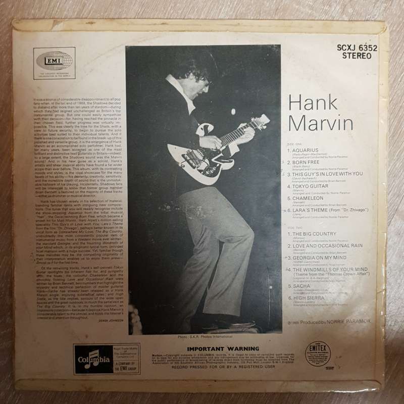 Hank Marvin  Hank Marvin - Vinyl LP Record - Opened  - Very-Good Quality (VG)