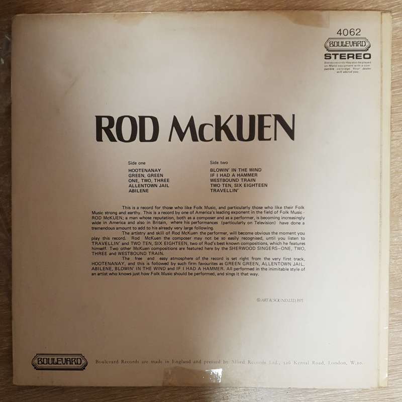 Rod McKuen  Rod McKuen - Vinyl LP Record - Opened  - Very-Good+ Quality (VG+)