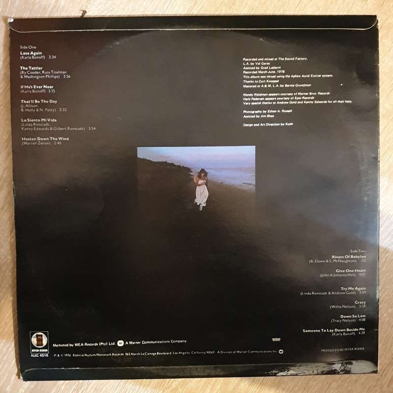 Linda Ronstadt  Hasten Down The Wind - Vinyl LP Record - Very-Good+ Quality (VG+)