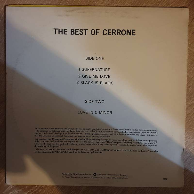 Cerrone  The Best Of Cerrone - Vinyl LP Record - Opened  - Very-Good+ Quality (VG+)