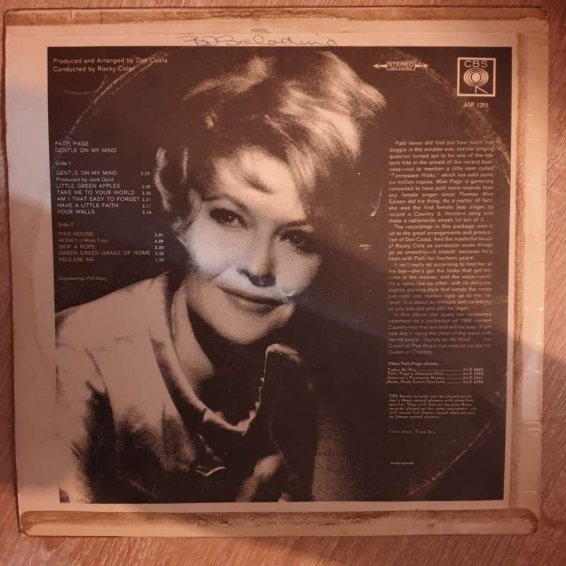 Patti Page  Gentle On My Mind -  Vinyl LP Record - Opened  - Very-Good Quality (VG)