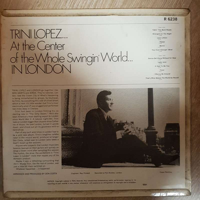 Trini Lopez in London -  Vinyl LP Record - Opened  - Good+ Quality (G)