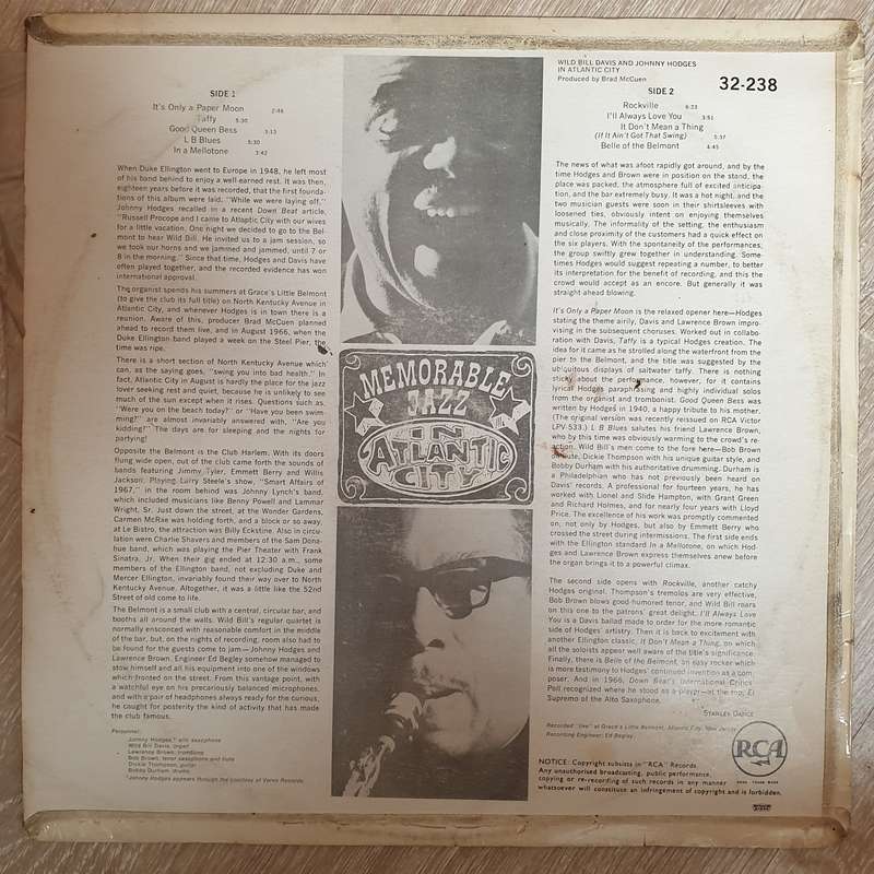 Wild Bill Davis & Johnny Hodges  In Atlantic City - Vinyl LP Record - Opened  - Very-Good Q...