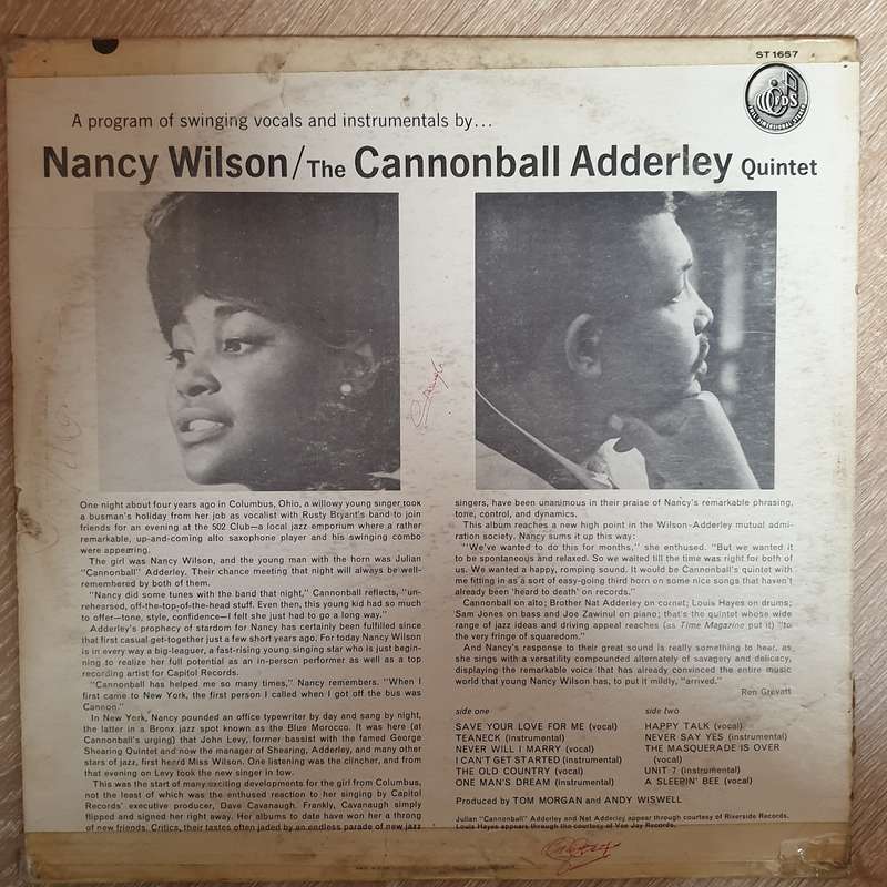 Nancy Wilson / Cannonball Adderley  Nancy Wilson / Cannonball Adderley -  Vinyl LP Record -...