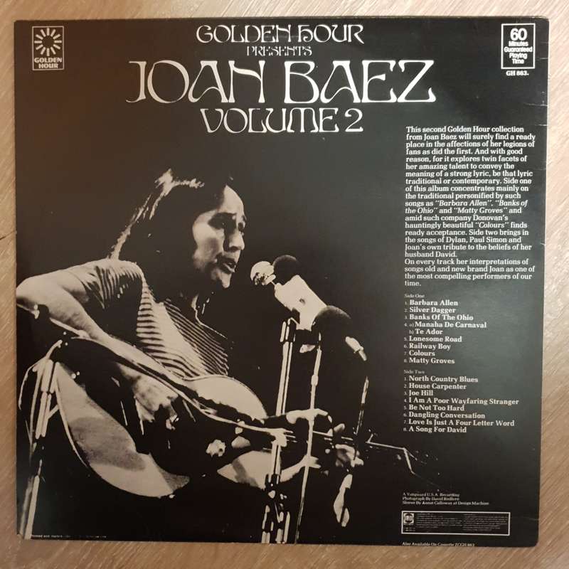 Joan Baez  Golden Hour Presents Joan Baez Volume 2 - Vinyl Record - Opened  - Very-Good+ Qu...