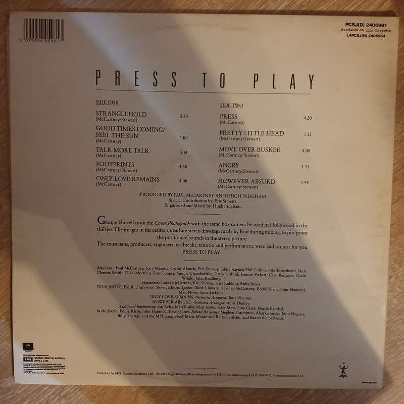 Paul McCartney  Press To Play - Vinyl LP Record  (VG)