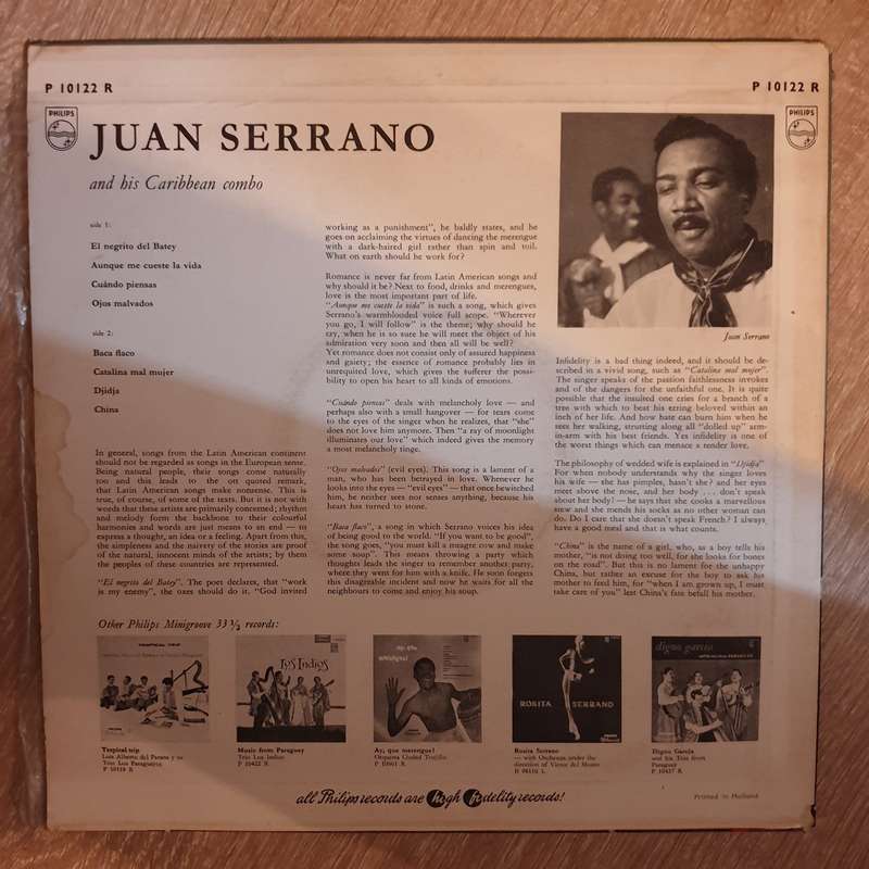 Juan Serrano And His Caribbean Combo  Caribbean Festival - Vinyl Record - Opened  - Very-Go...