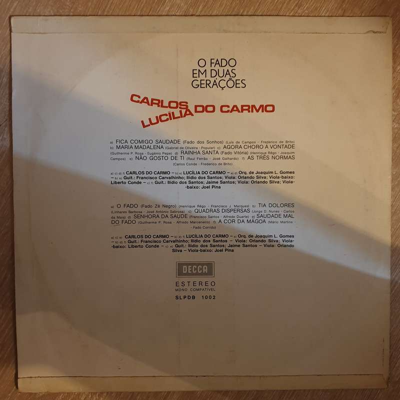 Carlos Do Carmo, Lucília Do Carmo  O Fado Em Duas Gerações (Portugal) - Vinyl Record - O...