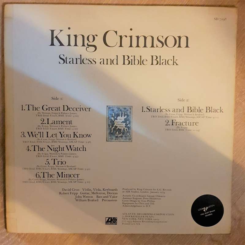 King Crimson  Starless And Bible Black - Vinyl LP Record - Opened  - Very-Good+ Quality (VG+)