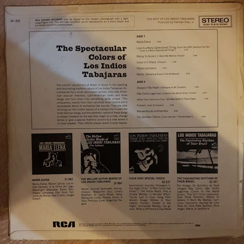 Los Indios Tabajaras  The Best Of - Vinyl LP Record - Opened  - Very-Good Quality (VG)