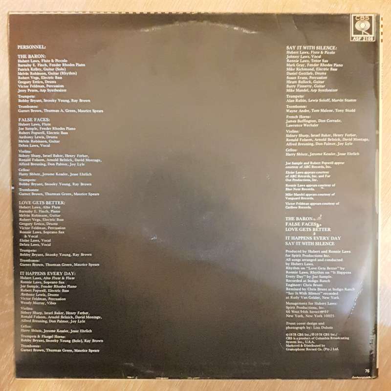 Hubert Laws  Say It With Silence - Vinyl LP Record - Opened  - Very-Good+ Quality (VG+)