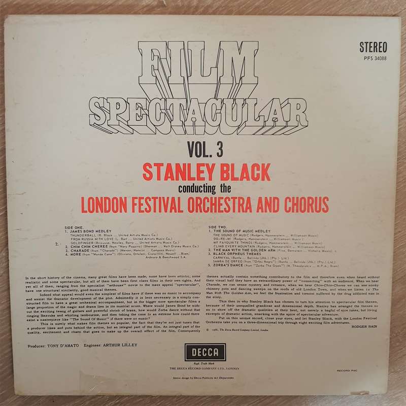 Stanley Black  Film Spectacular Vol. 3  (James Bond Themes) -  Vinyl LP Record (VG+)