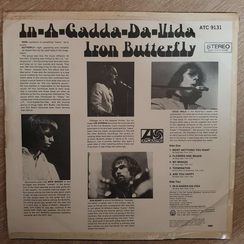 Iron Butterfly  In-A-Gadda-Da-Vida - Vinyl LP Record - Opened  - Very-Good- Quality (VG-)