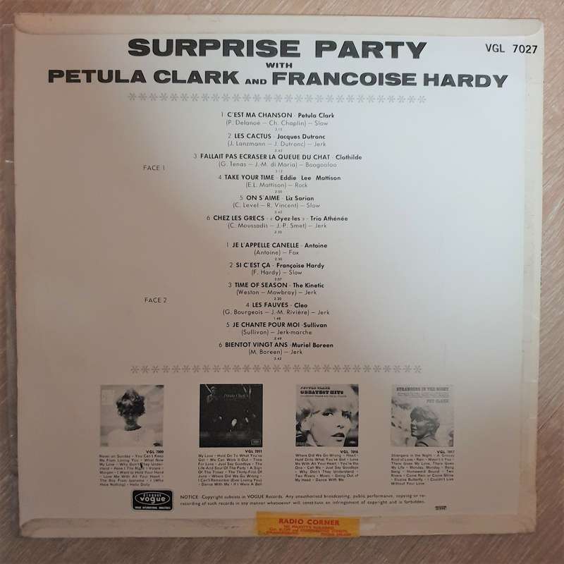 Surprise Party With Petula Clark And Francoise Hardy -  Vinyl LP Record - Opened  - Very-Good Qua...