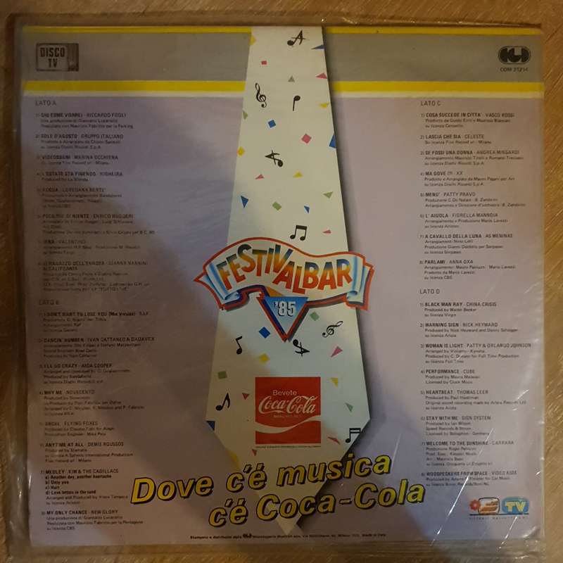 Festivalbar '85 - Original Artists - Double Vinyl Record - Opened  - Very-Good+ Quality (VG+)