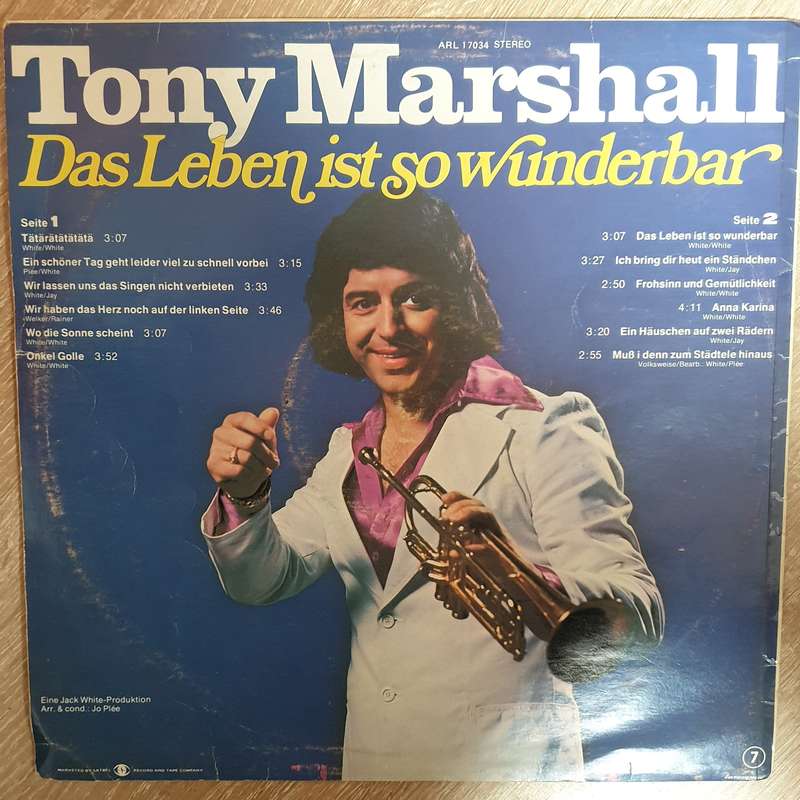 Tony Marshall  Das Leben Ist So Wunderbar  Vinyl LP Record - Opened  - Very-Good+ Qua...