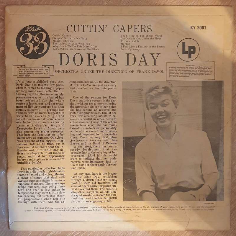 Doris Day - Cuttin' Capers - Vinyl LP Record - Opened  - Very-Good+ Quality (VG+)